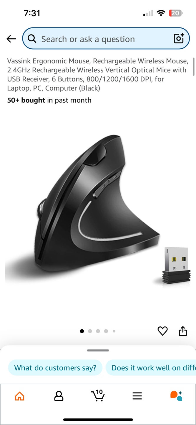 Wireless Vertical Mouse with battery
