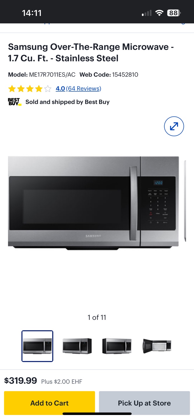 Samsung Stainless Steel Over-the-Range Microwave