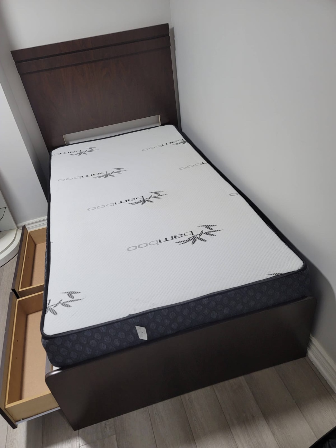 Twin Bed Frame with Mattress and Storage