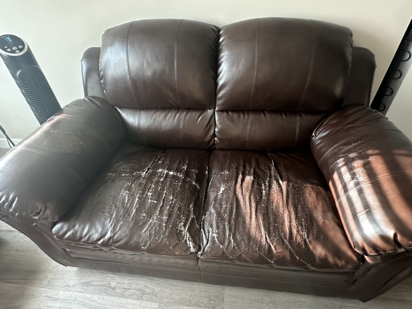 Brown Leather Loveseat - photo 2