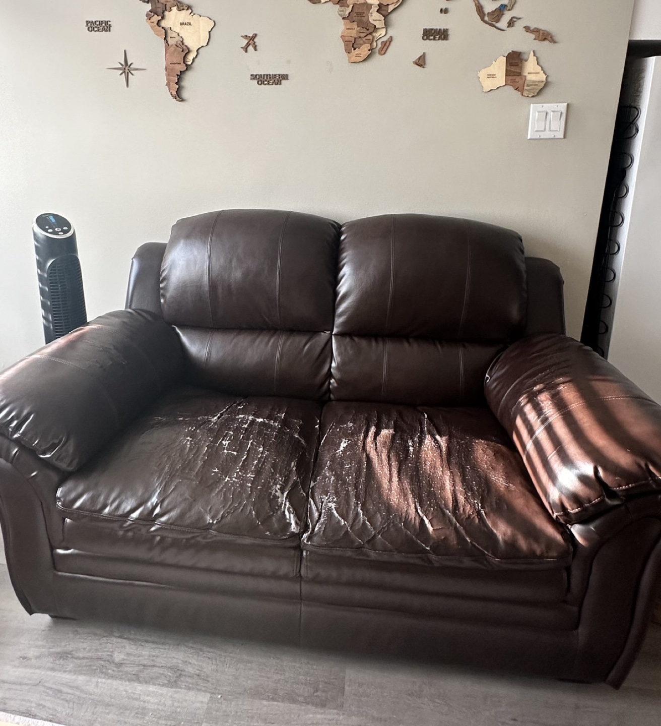 Brown Leather Loveseat