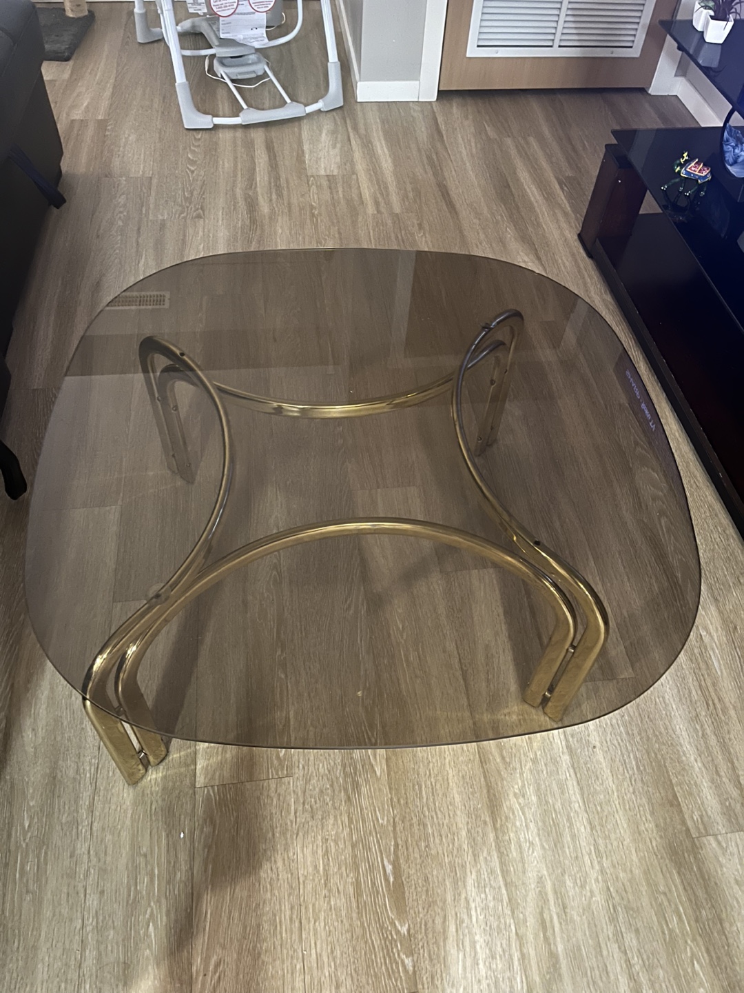 Mid-Century Modern Glass and Brass Coffee Table - photo 2