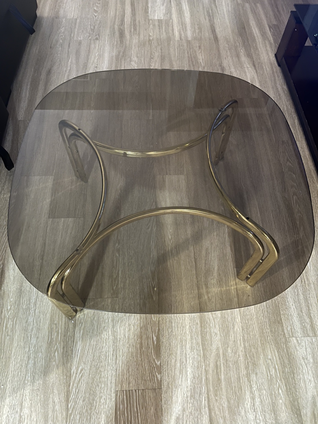 Mid-Century Modern Glass and Brass Coffee Table
