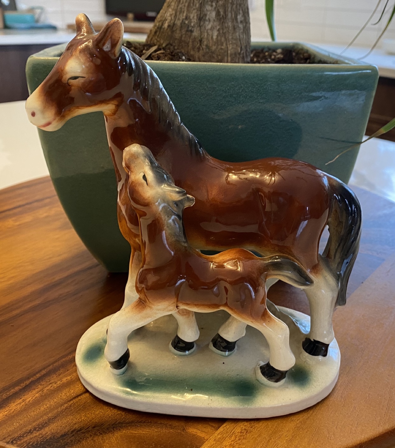 Vintage Ceramic Horse Figurine with Foal