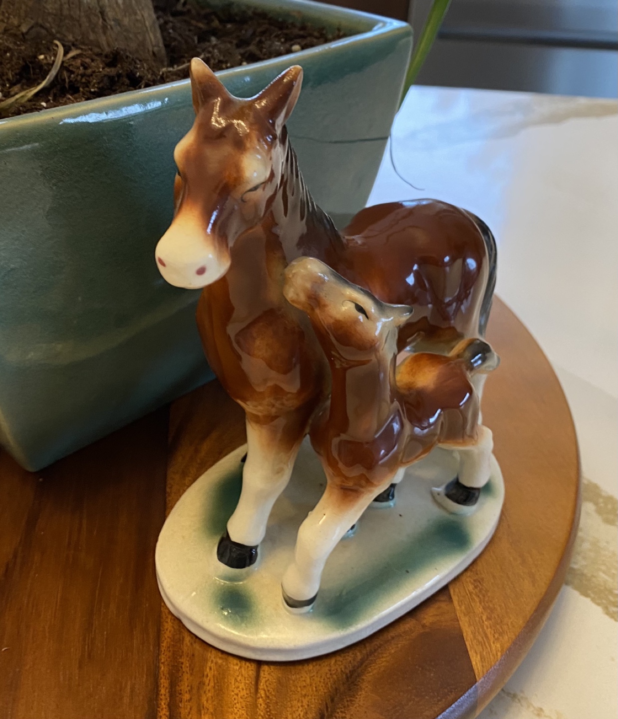 Vintage Ceramic Horse Figurine with Foal - photo 2