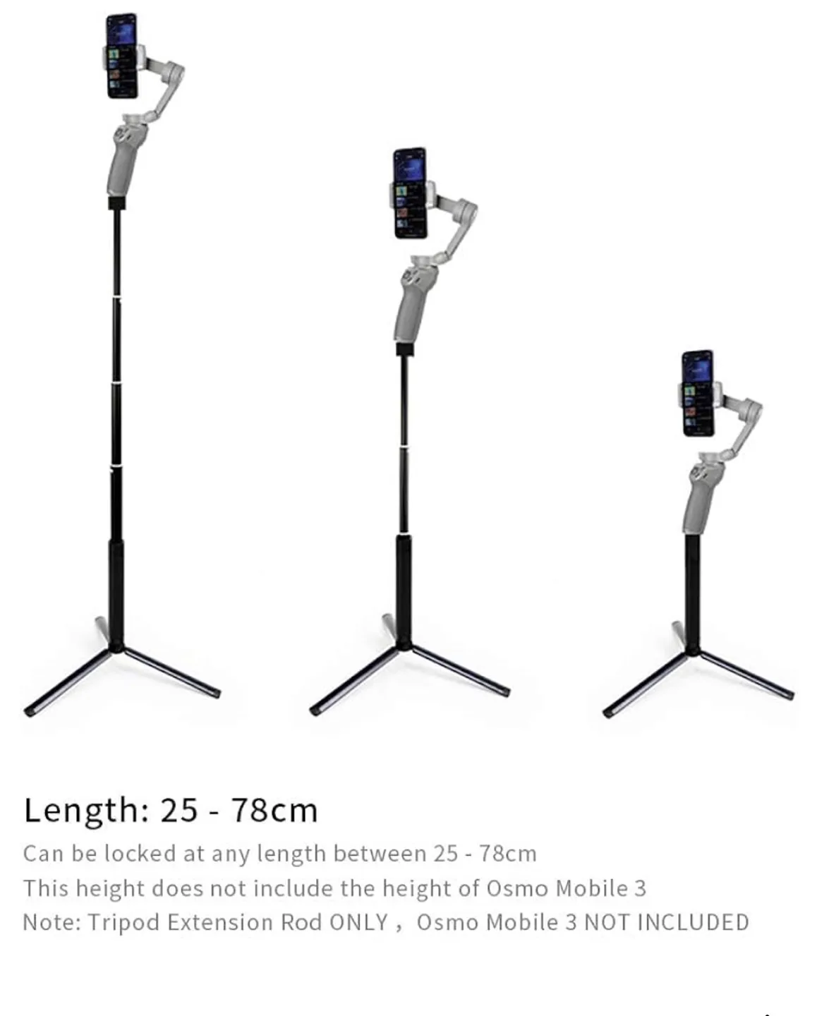 MAXCAM Selfie Stick Tripod Extension Rod for DJI OM image indicator(4)