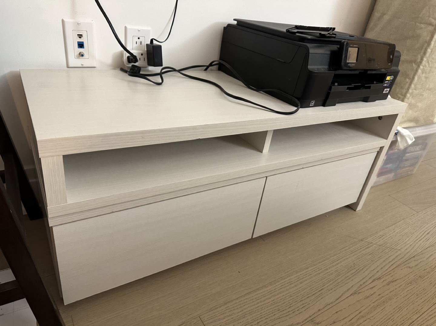 White TV Stand with Two Drawers - photo 2