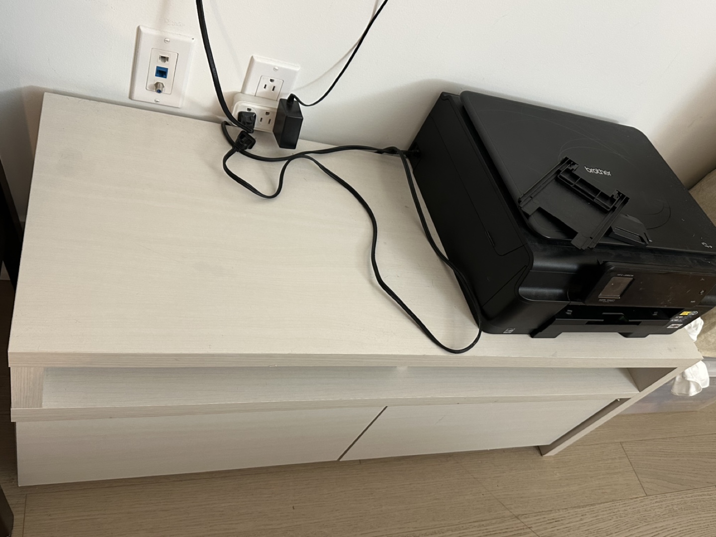 White TV Stand with Two Drawers
