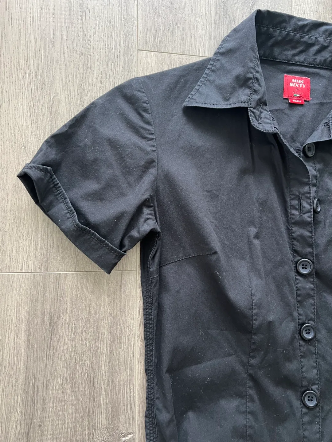 Miss Sixty Black Short Sleeve Button-Up Jumpsuit - Size Small image indicator(5)