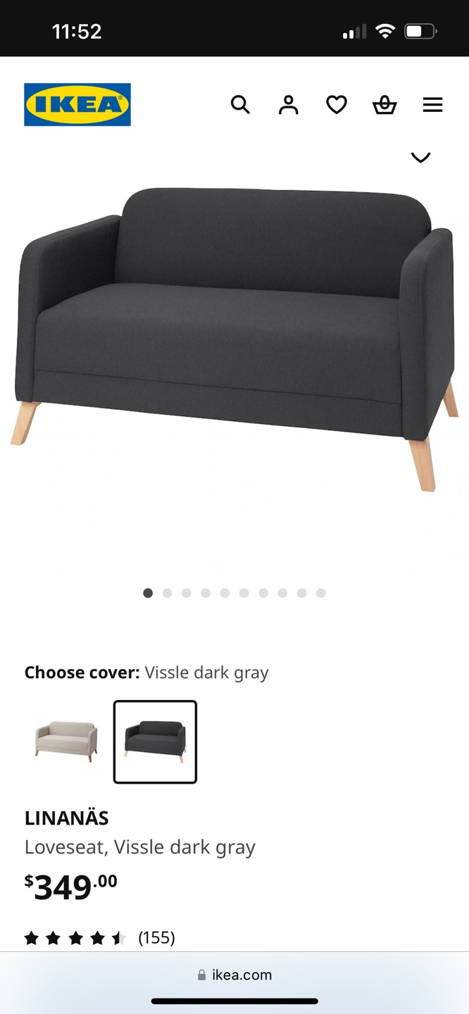 IKEA LINANÄS Loveseat- Vissle Dark Gray
