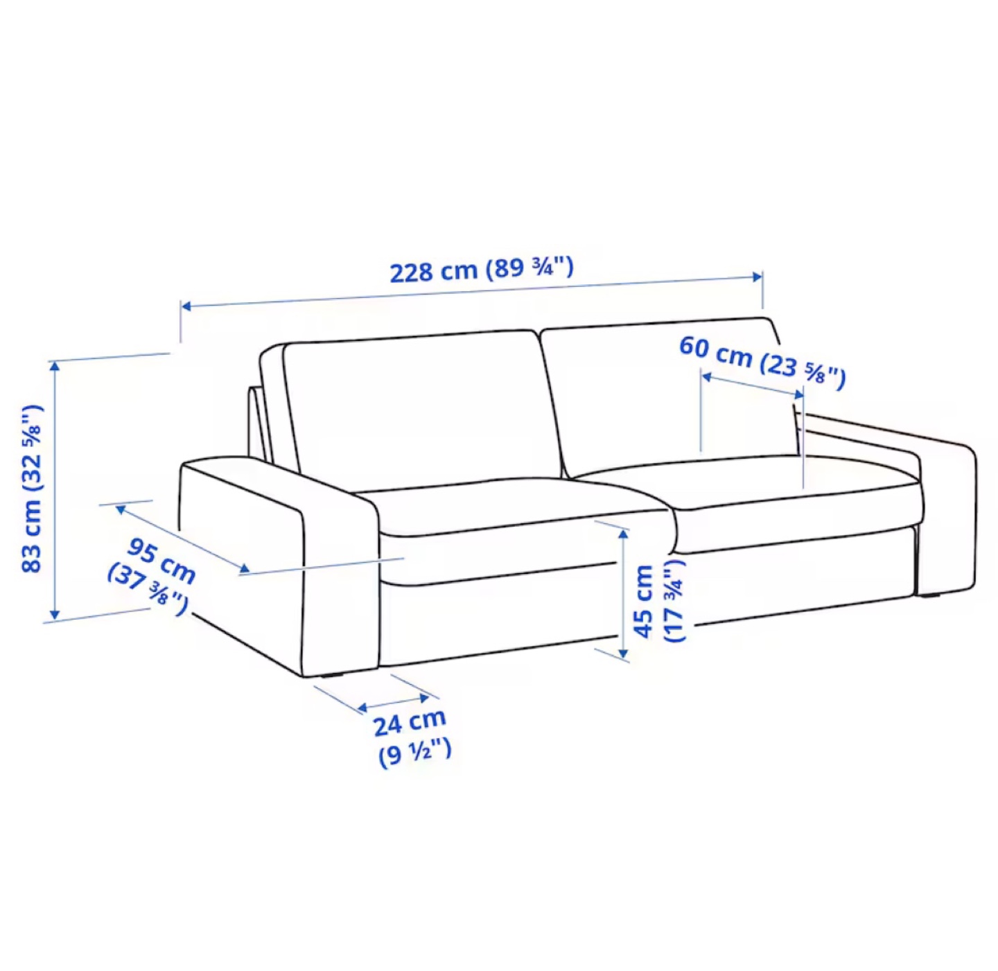IKEA: 2-seat sofa with ottoman - dark grey - photo 5