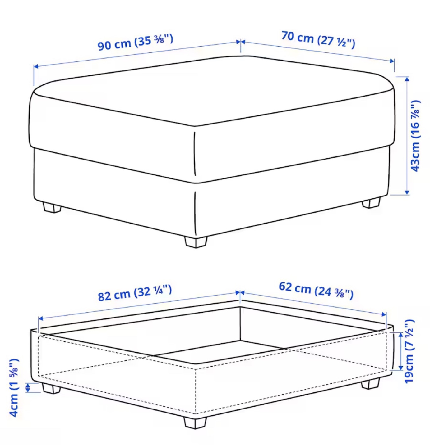 IKEA: 2-seat sofa with ottoman - dark grey - photo 4