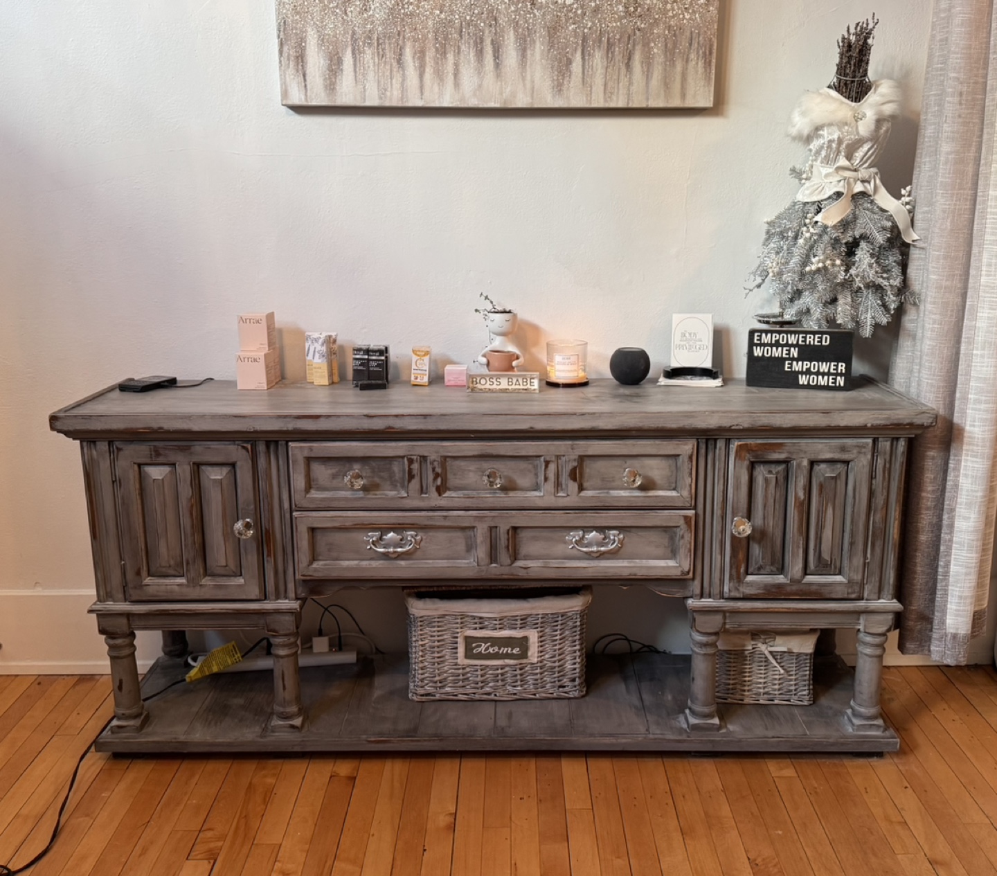 Vintage / antique grey sideboard and cabinet