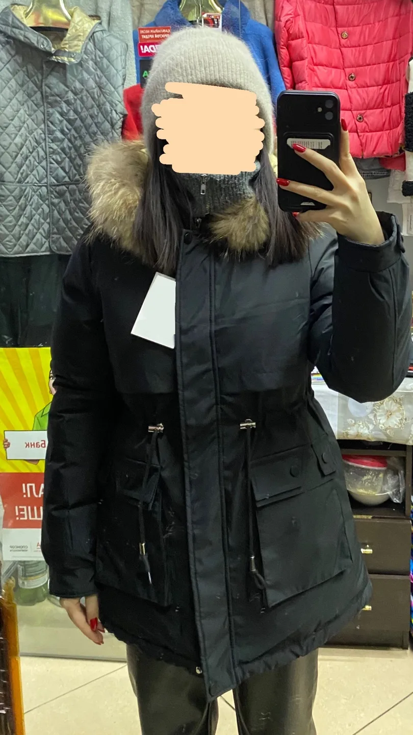 Black Winter Parka with adjustable waist image indicator(2)