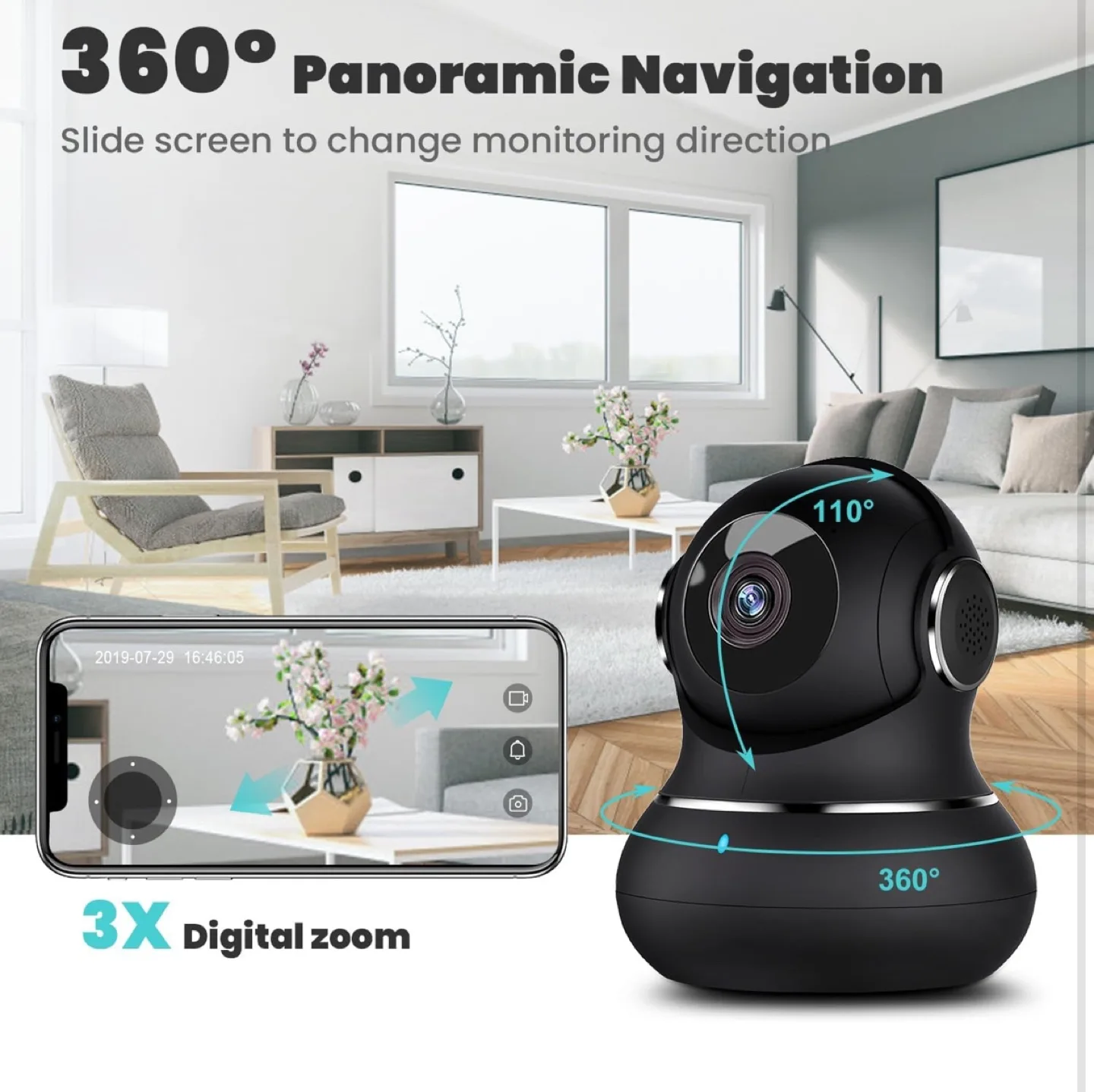 2K Indoor Security Camera, Litokam 360° View Pet Camera image indicator(2)