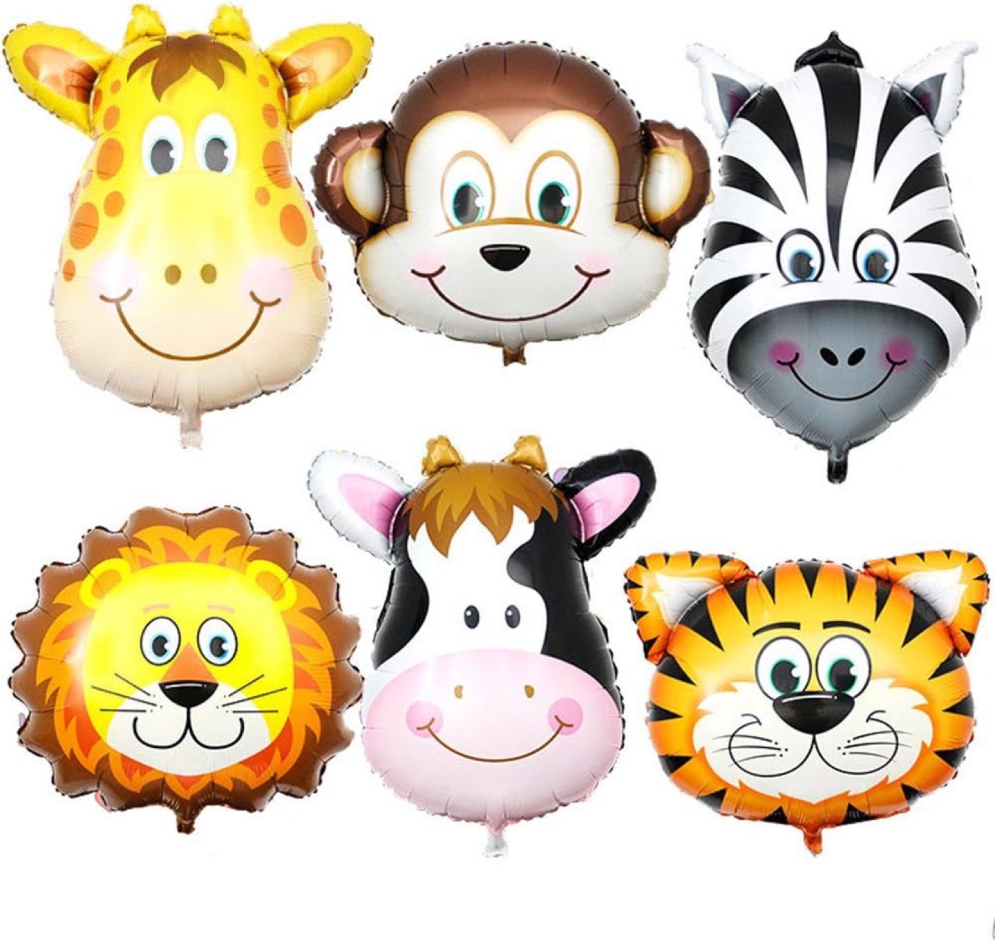 6 Pack Animal Face Balloons