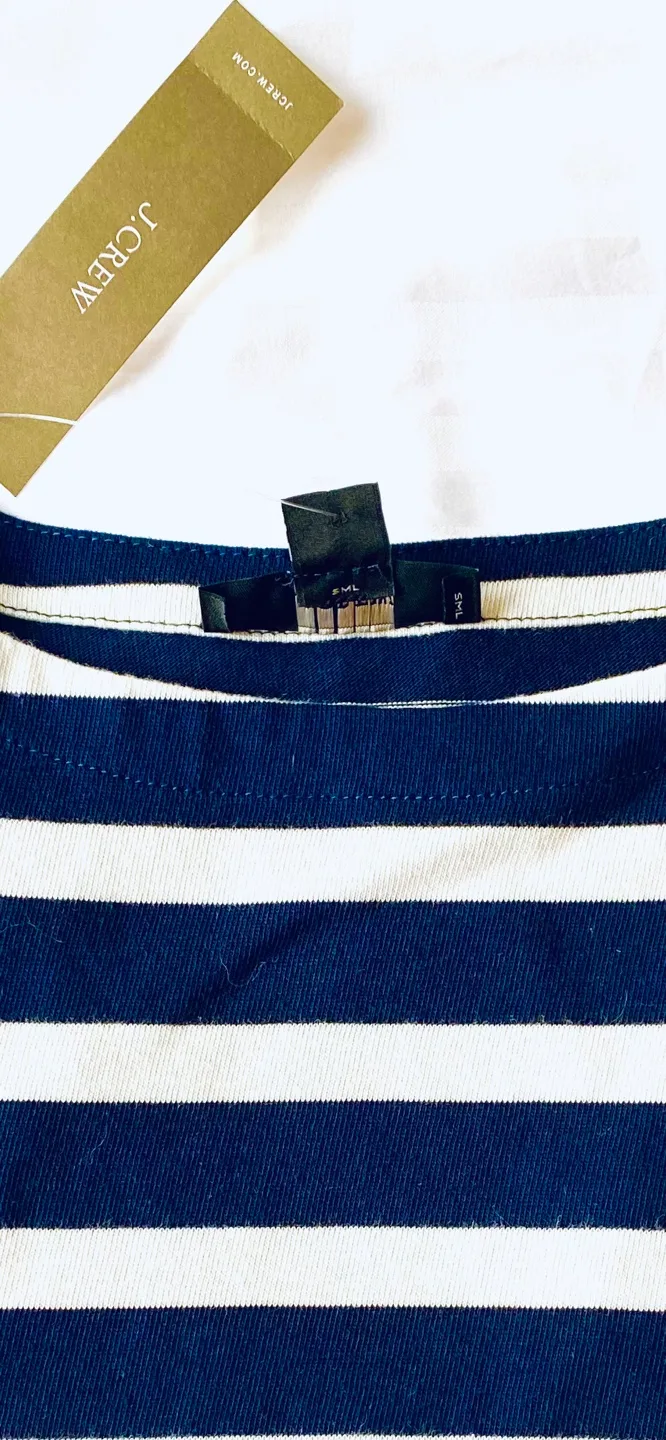 NWT J.Crew Navy and White Striped 3/4 Sleeve Dress Size Small image indicator(5)
