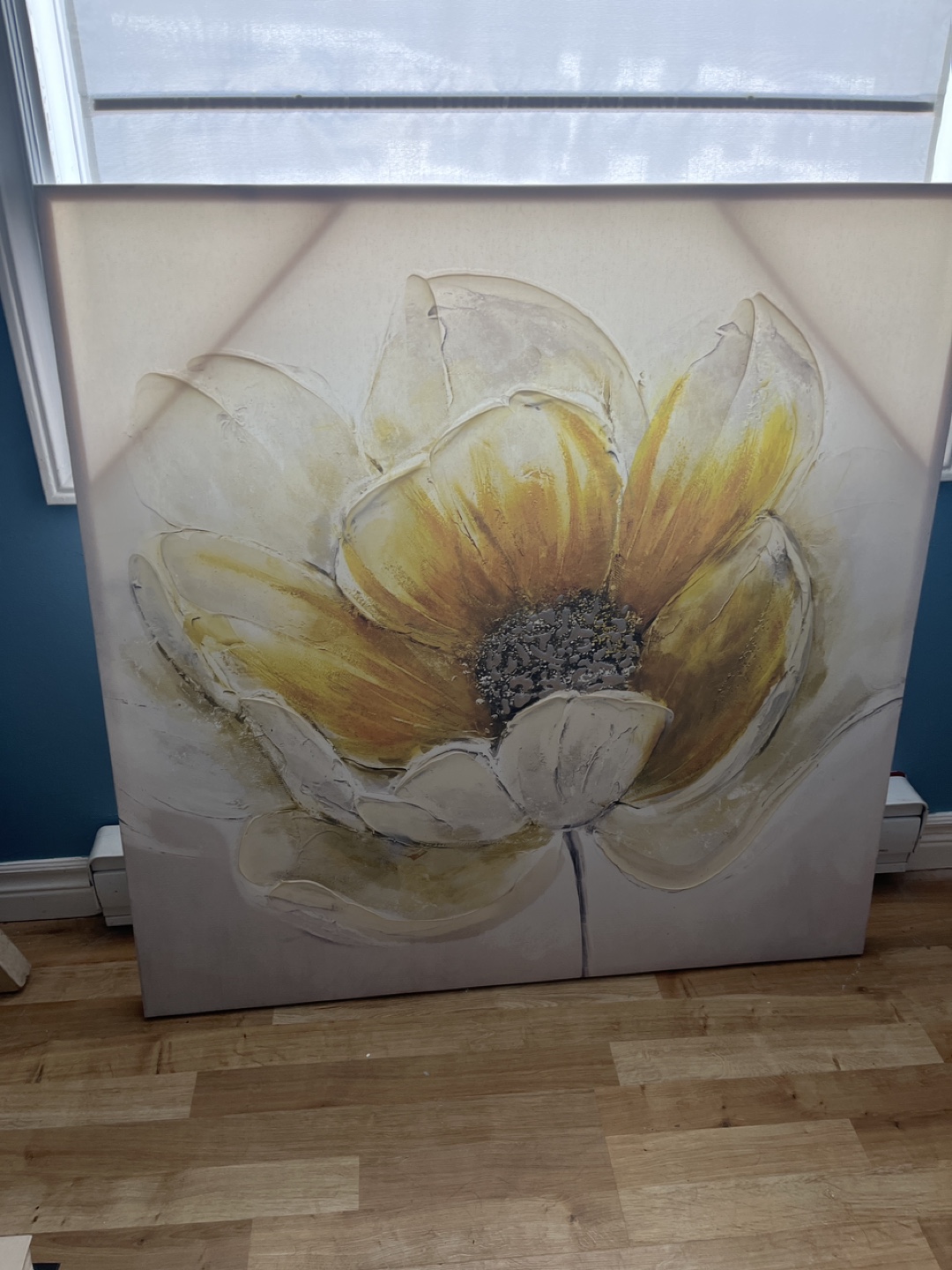 Large Textured Floral Canvas Wall Art