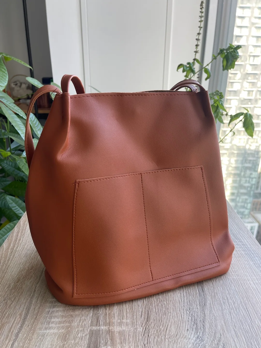 *‼️Moving Sale‼️* Brand new-Brown Leather Tote Bag thumbnail