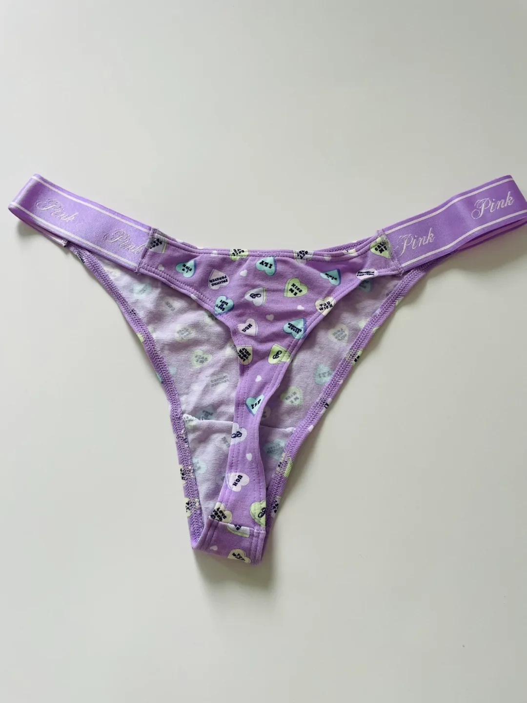 Pink by Victoria's Secret Lavender Candy Hearts Thong image indicator(4)