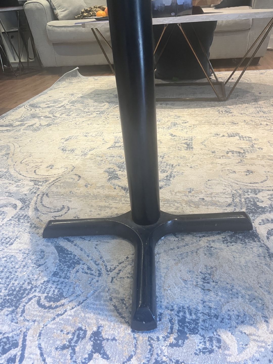 Round Wooden Pub Table with Black Metal Base - photo 3