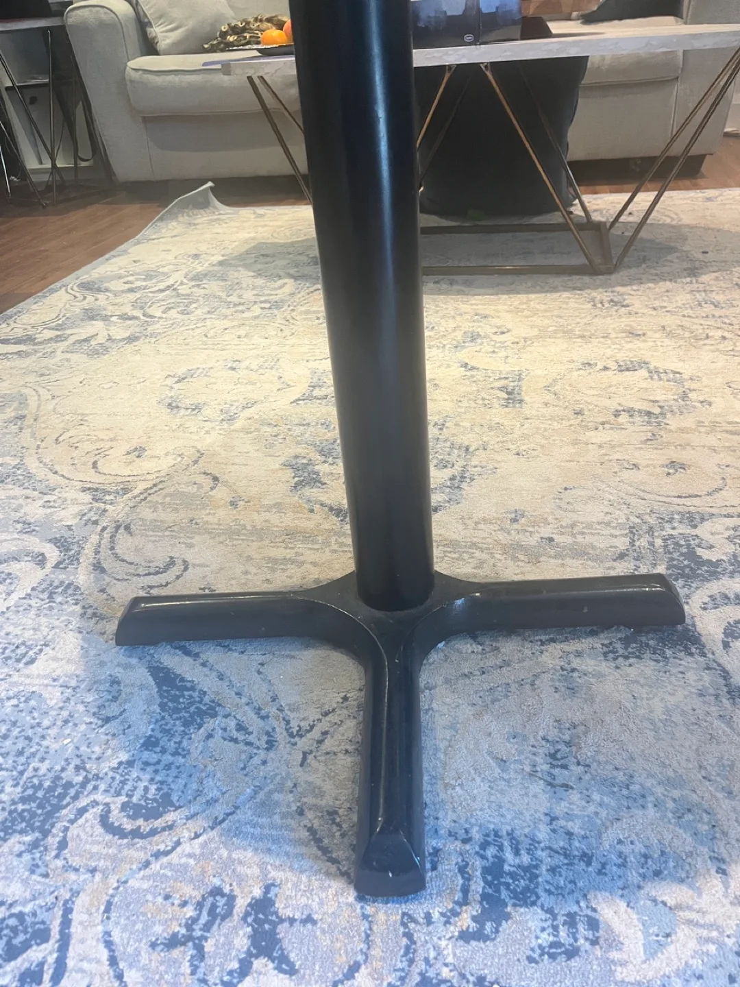 Round Wooden Pub Table with Black Metal Base image indicator(3)