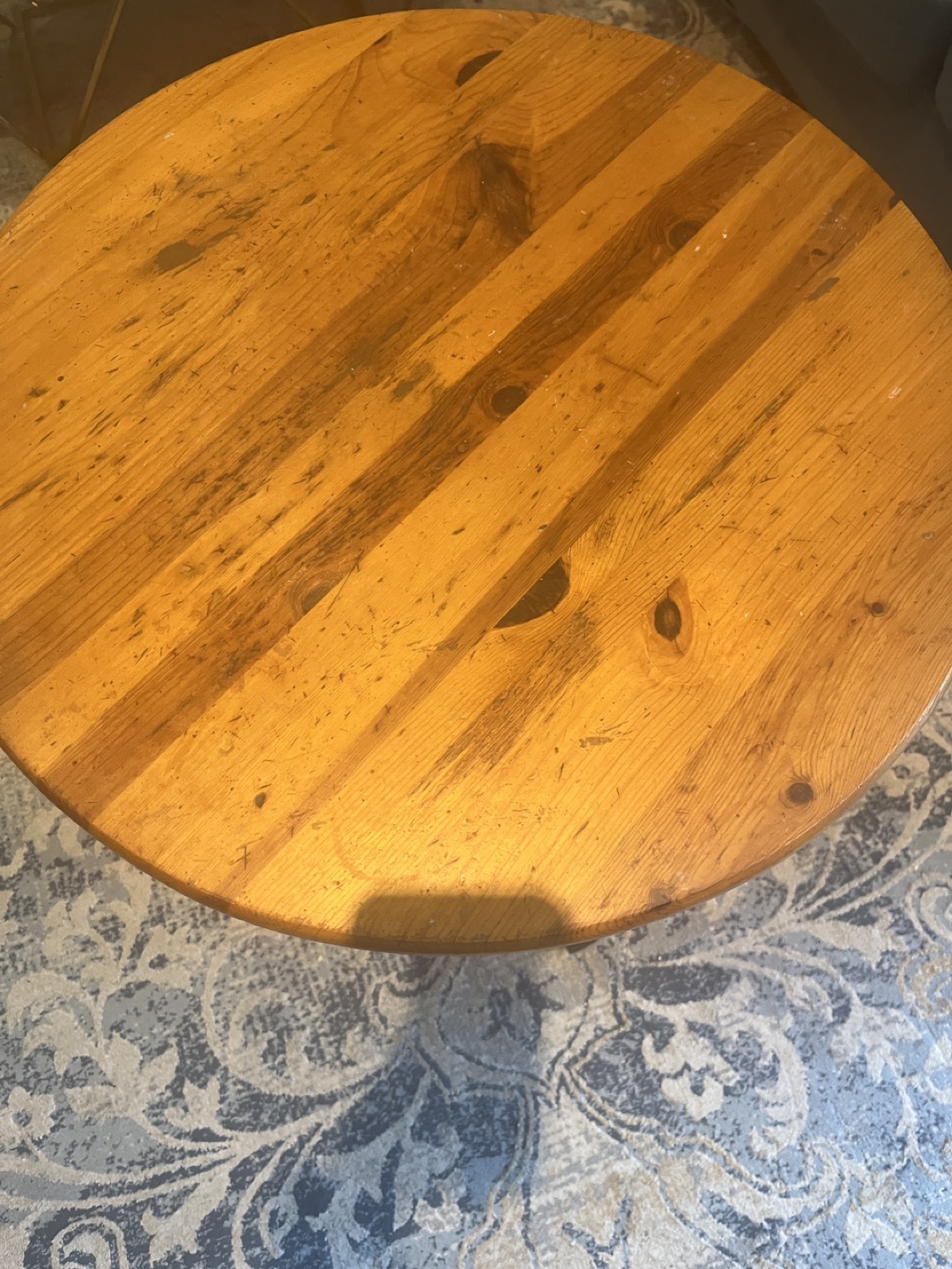 Round Wooden Pub Table with Black Metal Base - photo 4