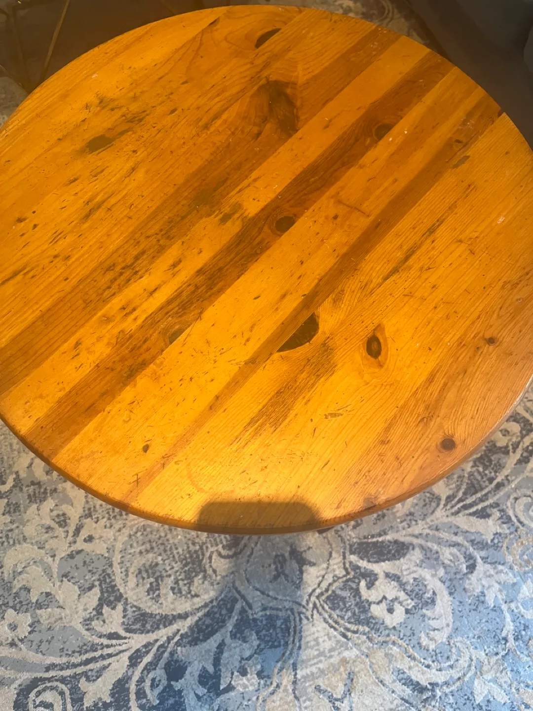 Round Wooden Pub Table with Black Metal Base image indicator(4)