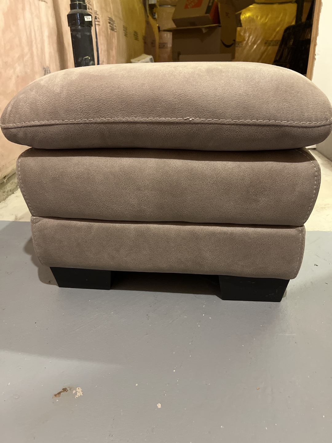 Beige Upholstered Ottoman