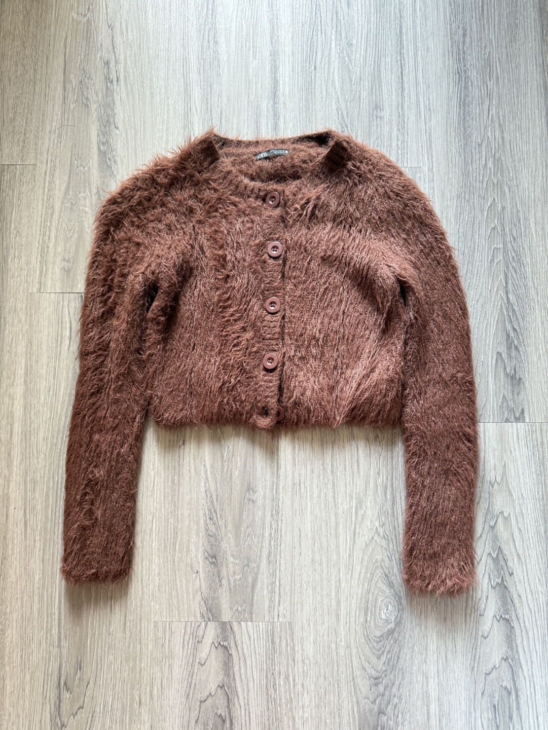Brown Fuzzy Cardigan Sweater