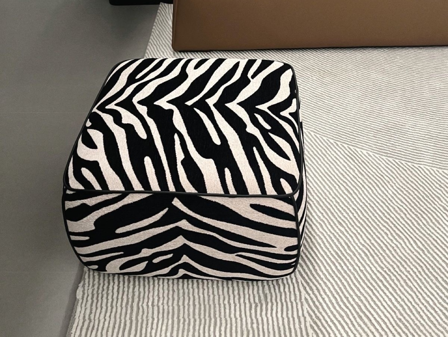 Zebra Print Square Ottoman