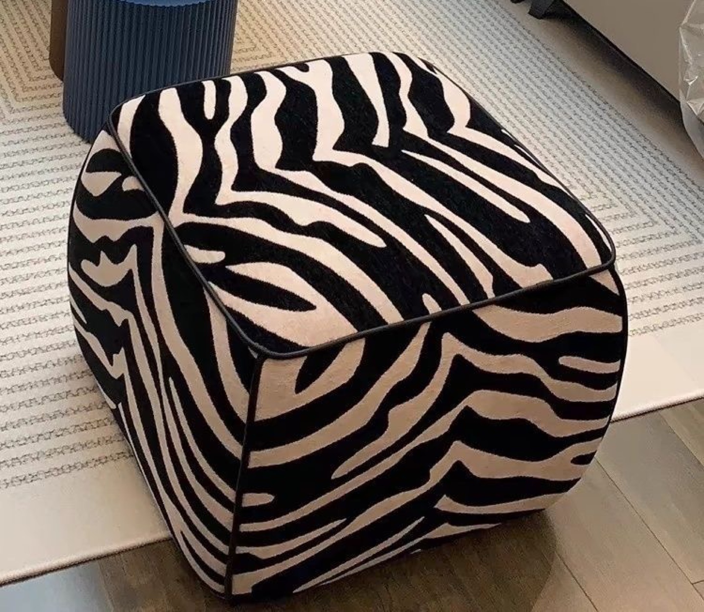 Zebra Print Square Ottoman - photo 2