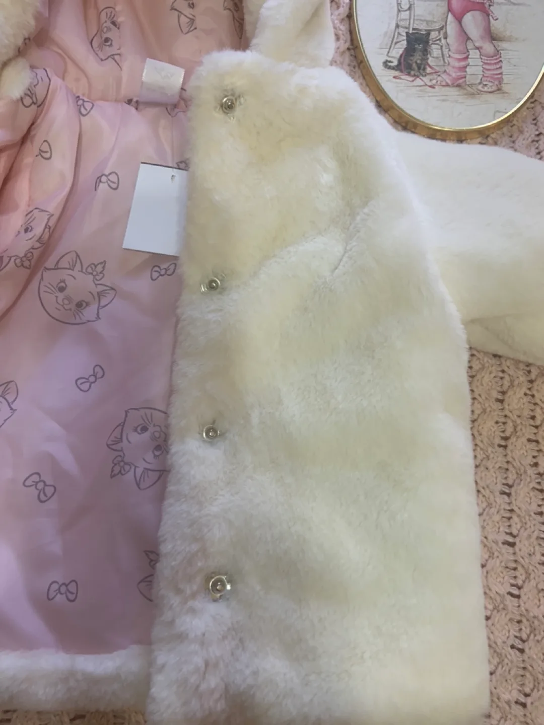 Disney  Baby Girl's White Faux Fur Hooded Coat - Size 12M image indicator(3)