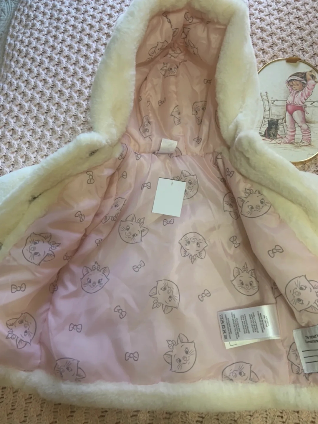 Disney  Baby Girl's White Faux Fur Hooded Coat - Size 12M image indicator(4)