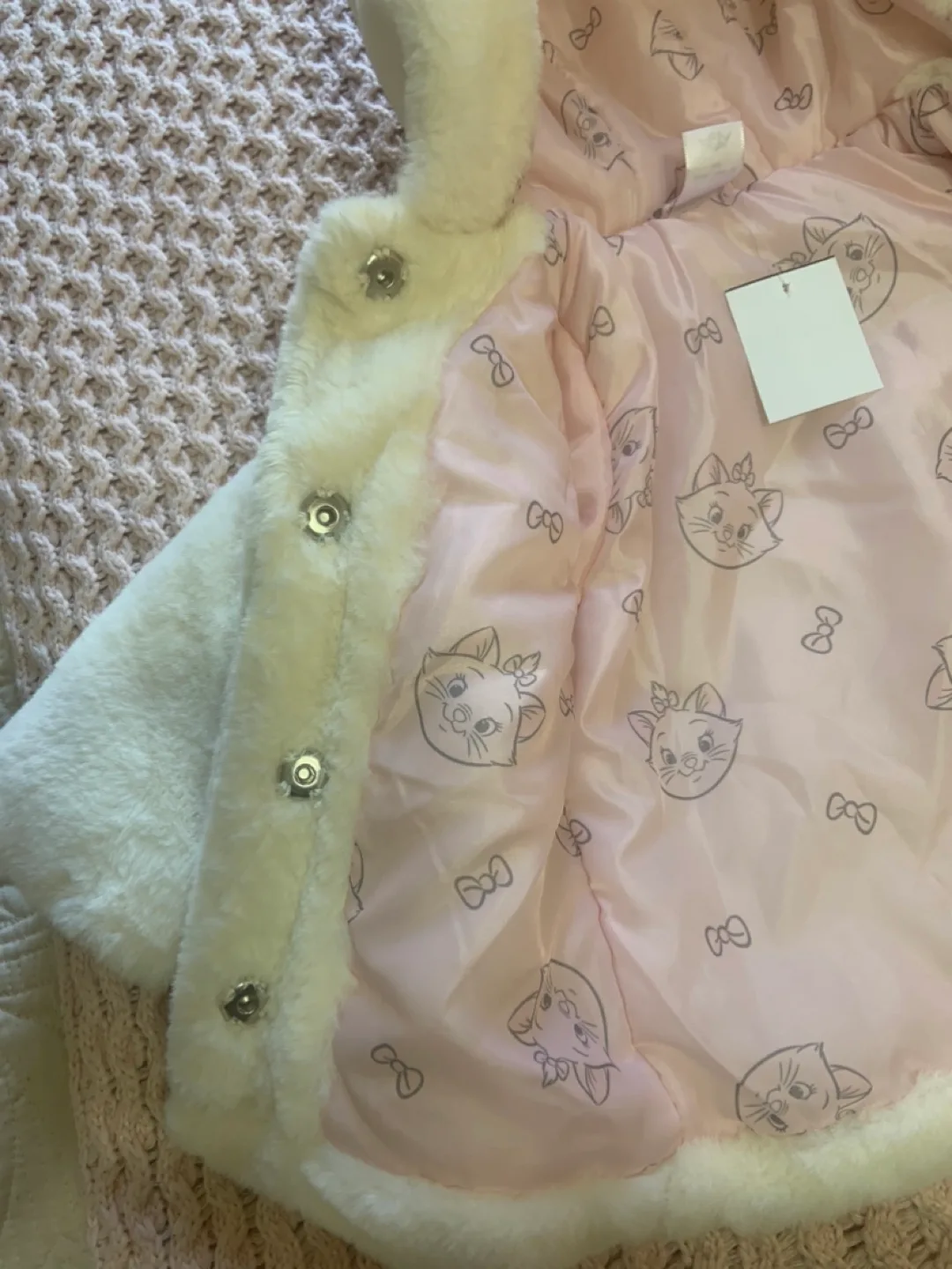 Disney  Baby Girl's White Faux Fur Hooded Coat - Size 12M image indicator(7)