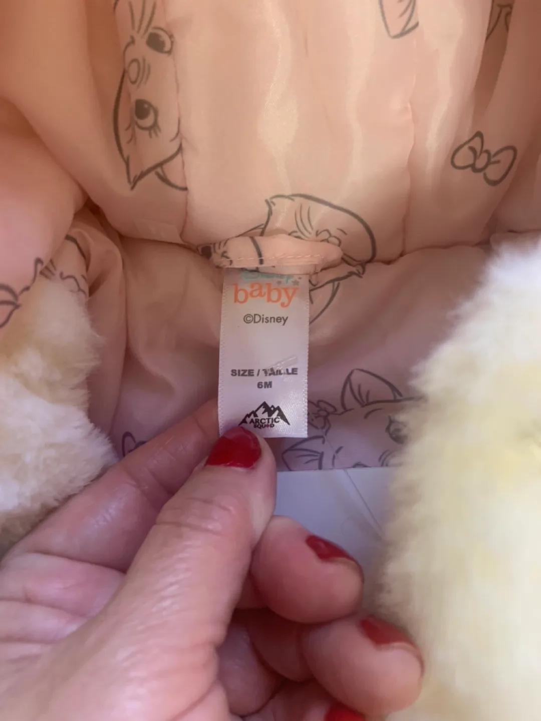 Disney  Baby Girl's White Faux Fur Hooded Coat - Size 12M image indicator(9)