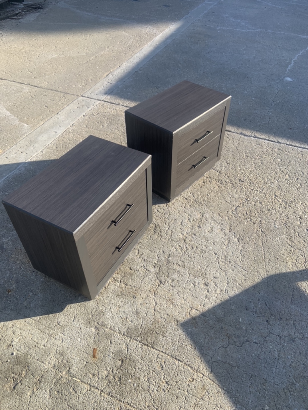 Pair of Dark Gray Nightstands with Black Handles - photo 2