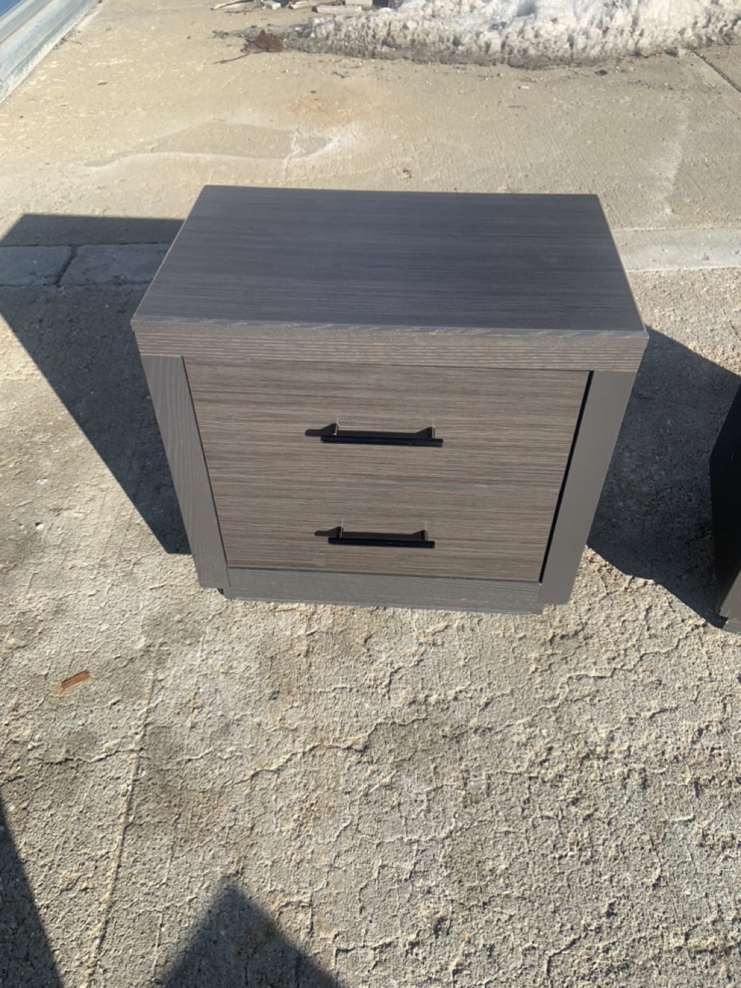 Pair of Dark Gray Nightstands with Black Handles - photo 4