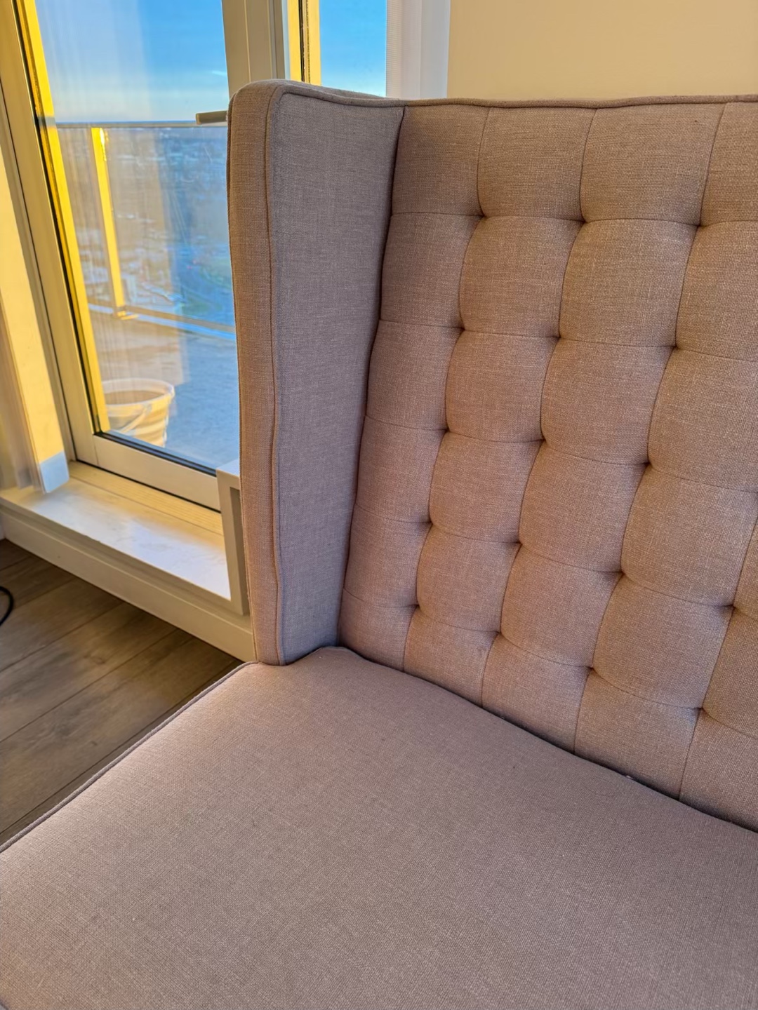 Beige Upholstered Wingback sofa - photo 3