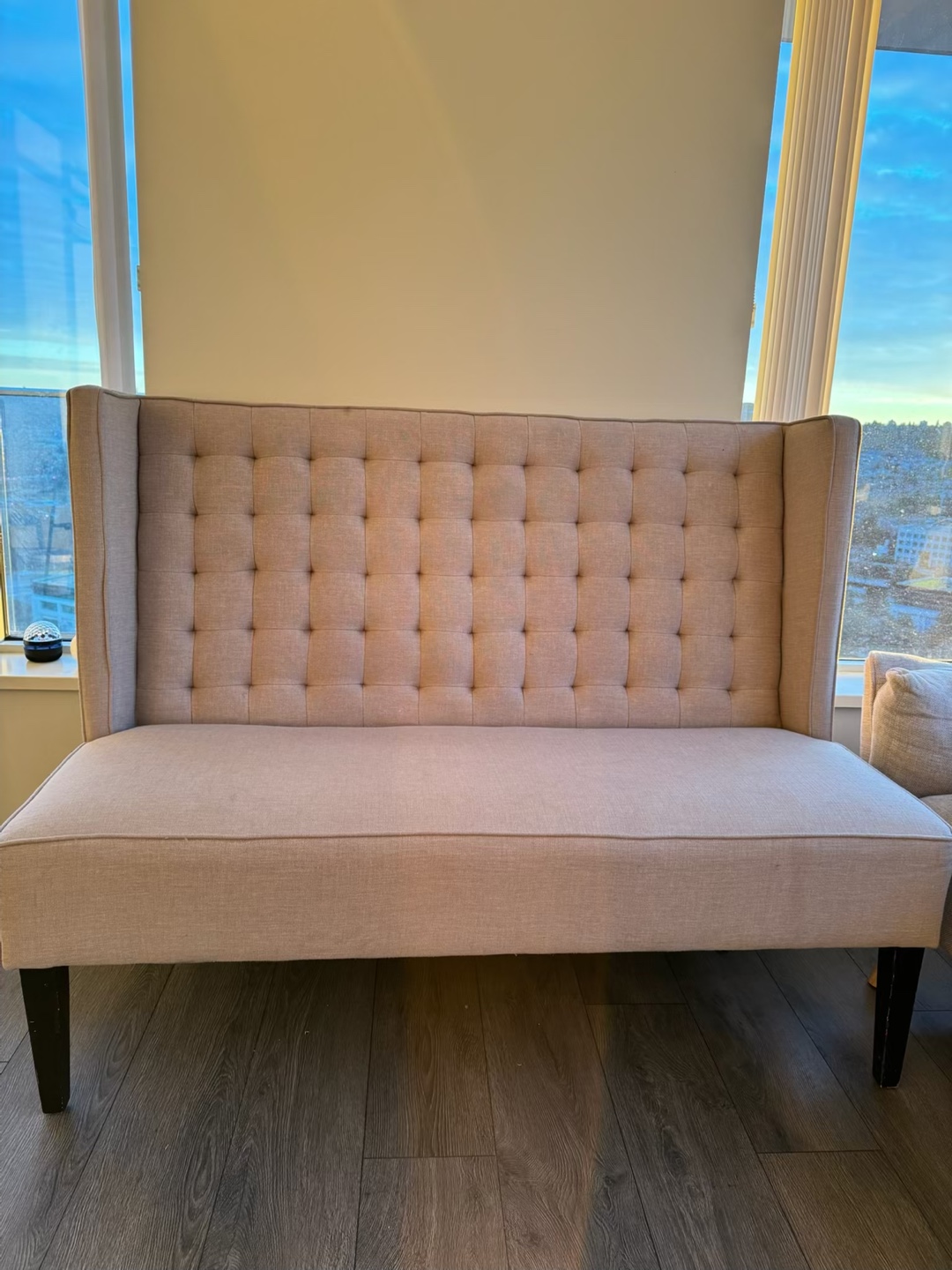 Beige Upholstered Wingback sofa - photo 2