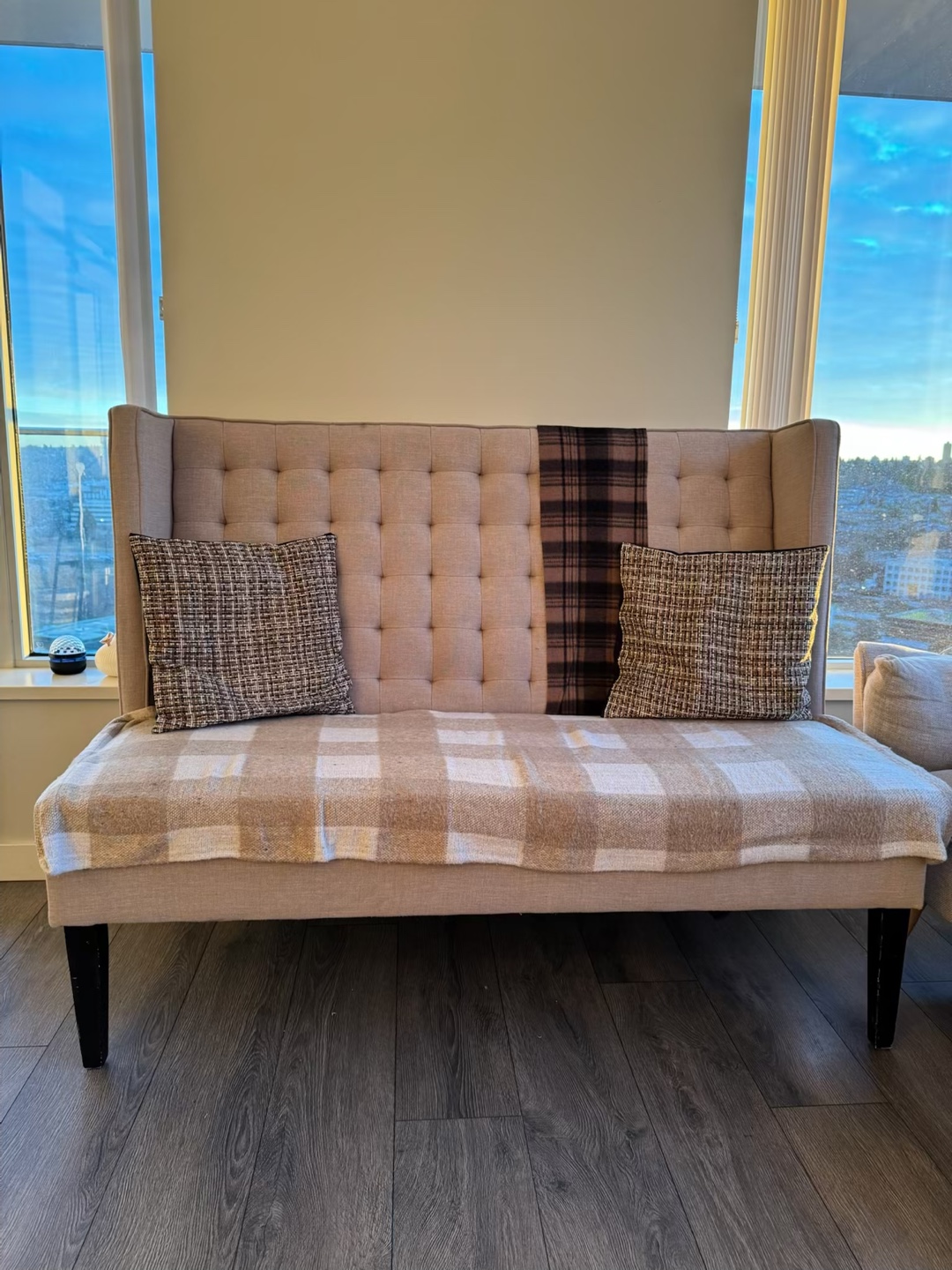 Beige Upholstered Wingback sofa