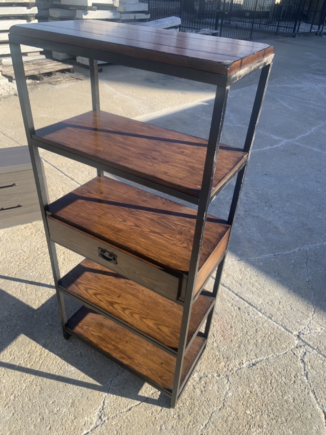 Style Wood and Metal Shelving Unit