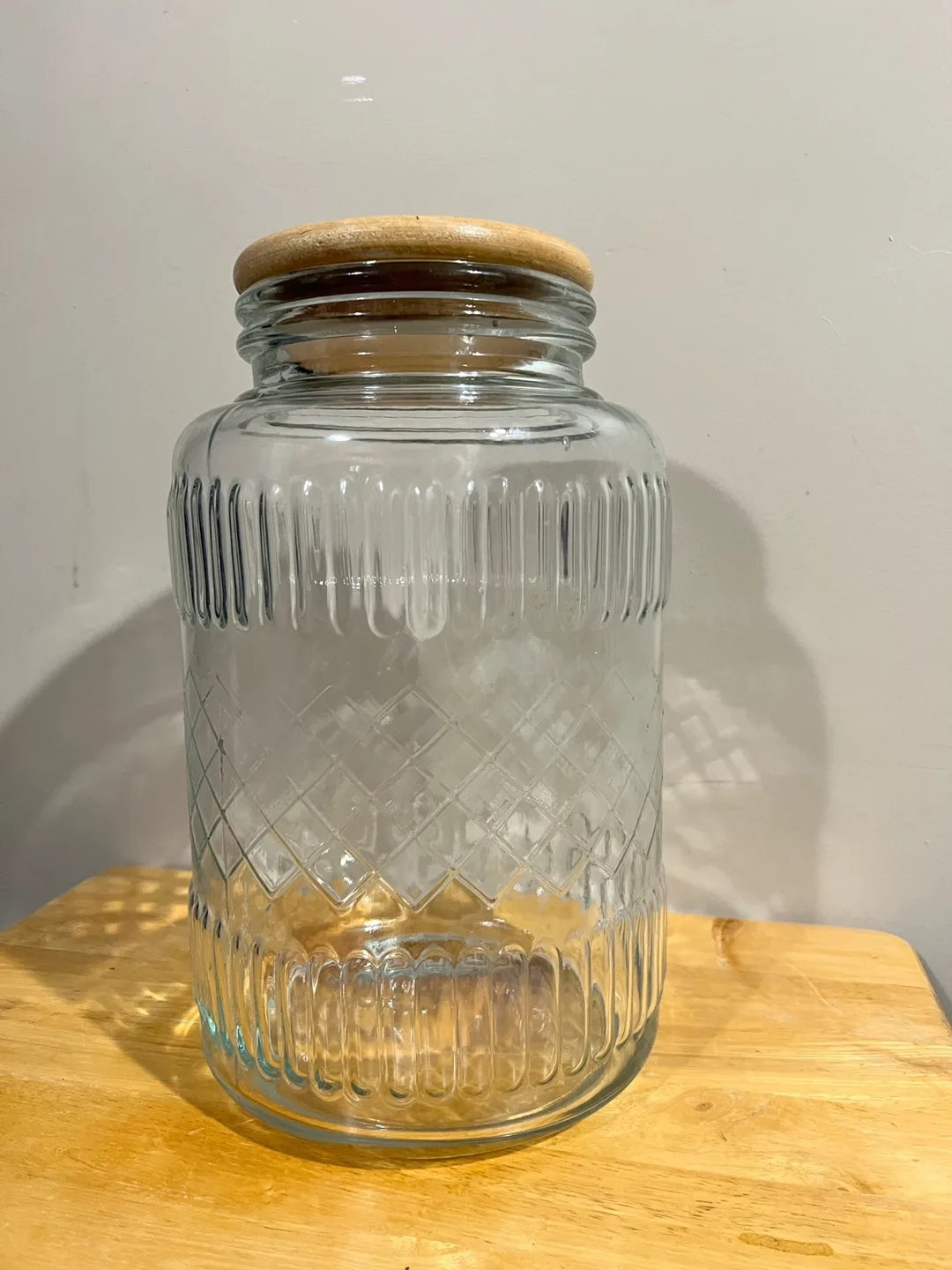 Large Glass Storage Jar with Wooden Lid thumbnail