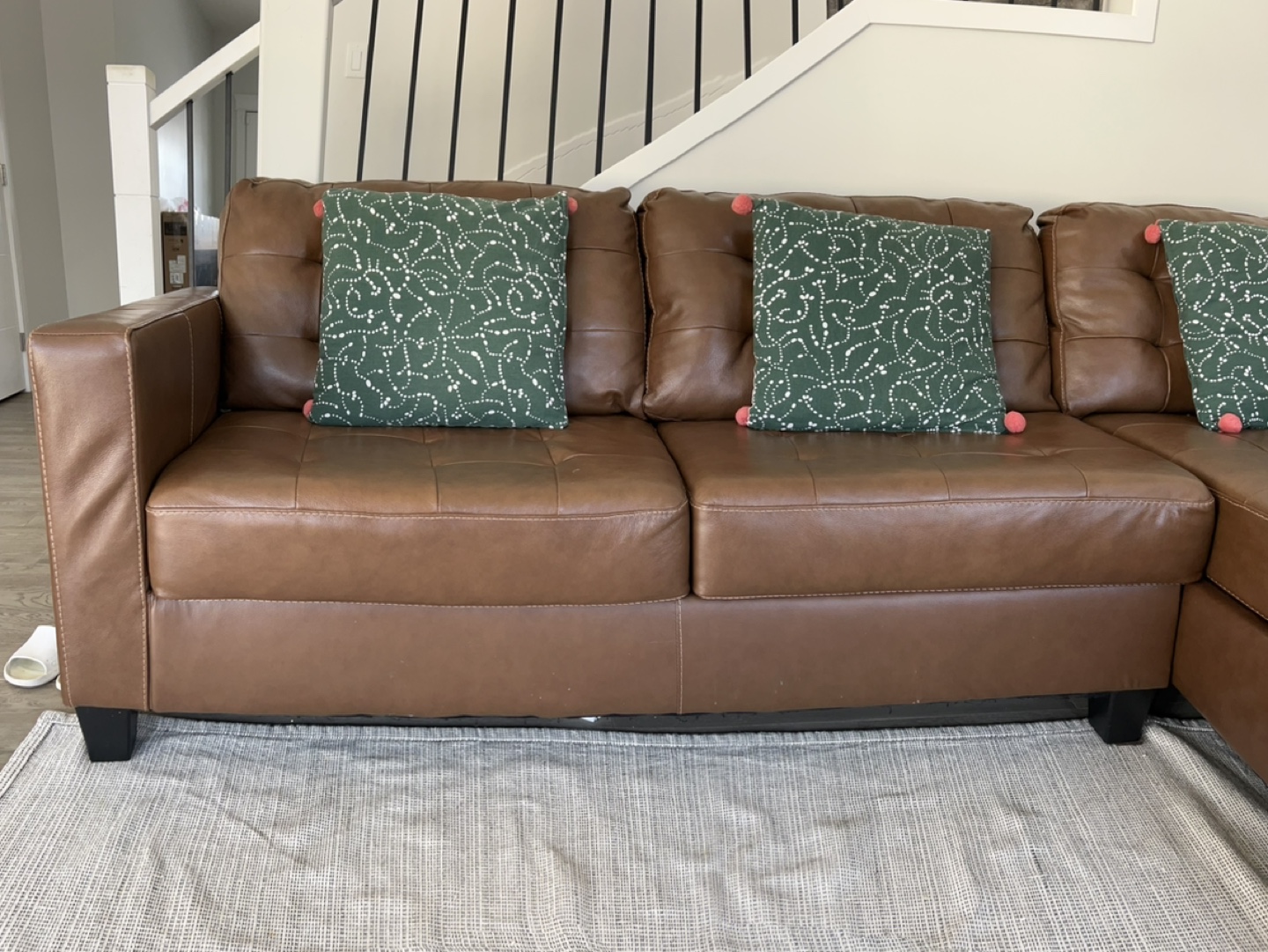 Brown Leather Sectional Sofa - photo 3
