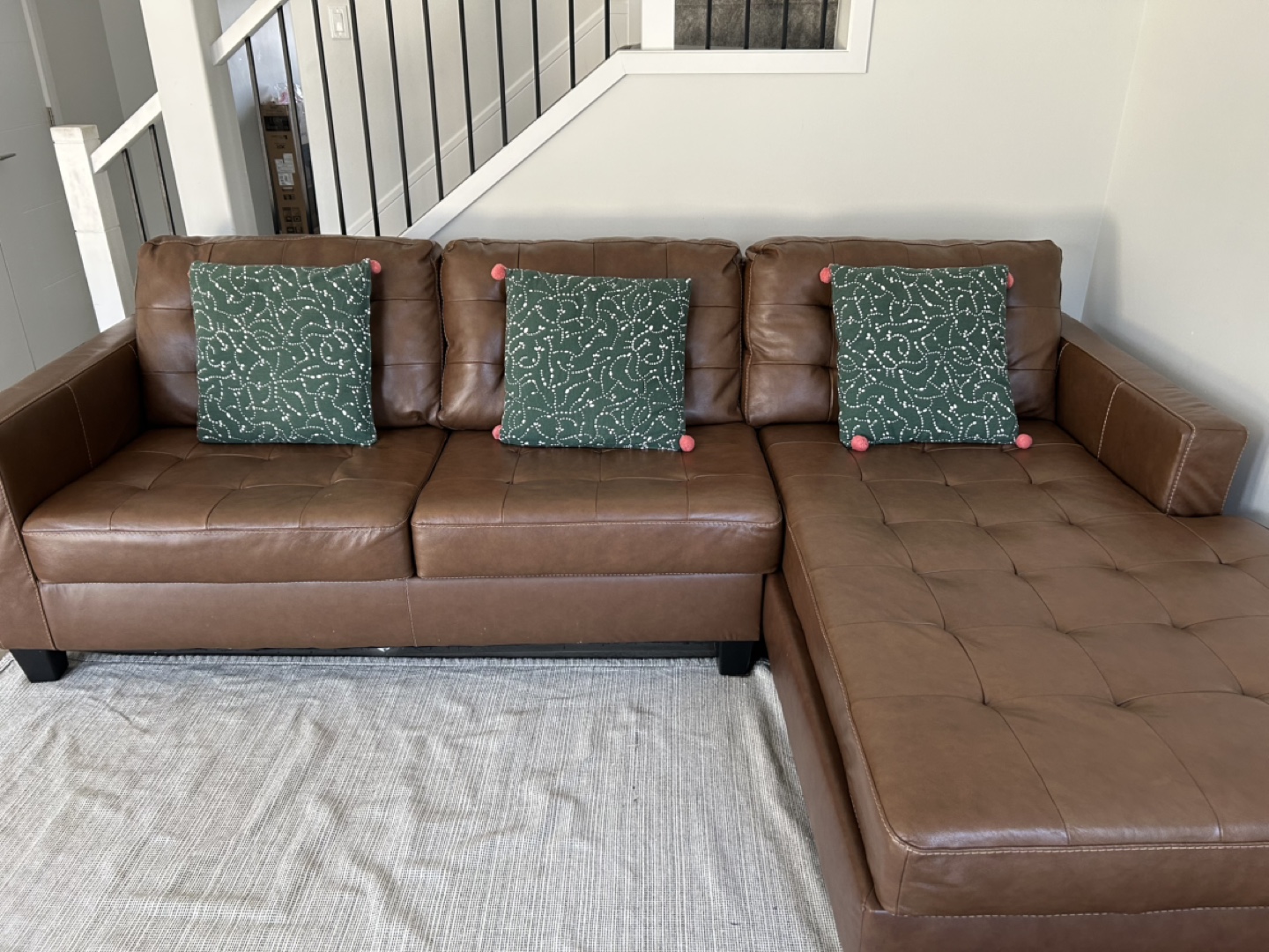 Brown Leather Sectional Sofa - photo 2