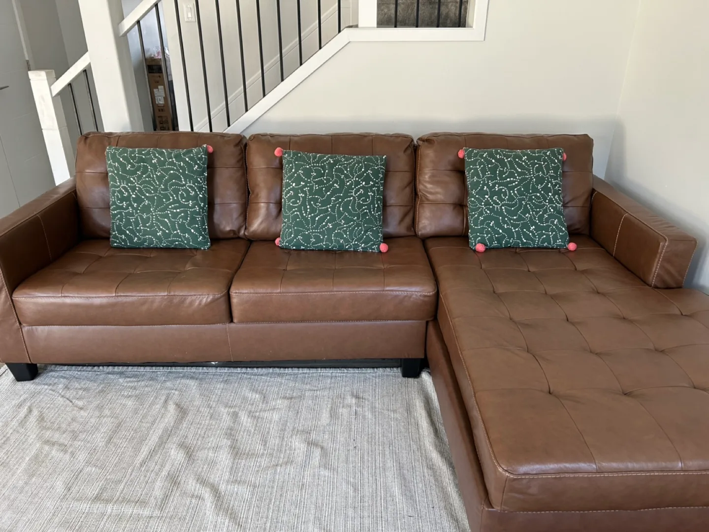 Brown Leather Sectional Sofa image indicator(2)