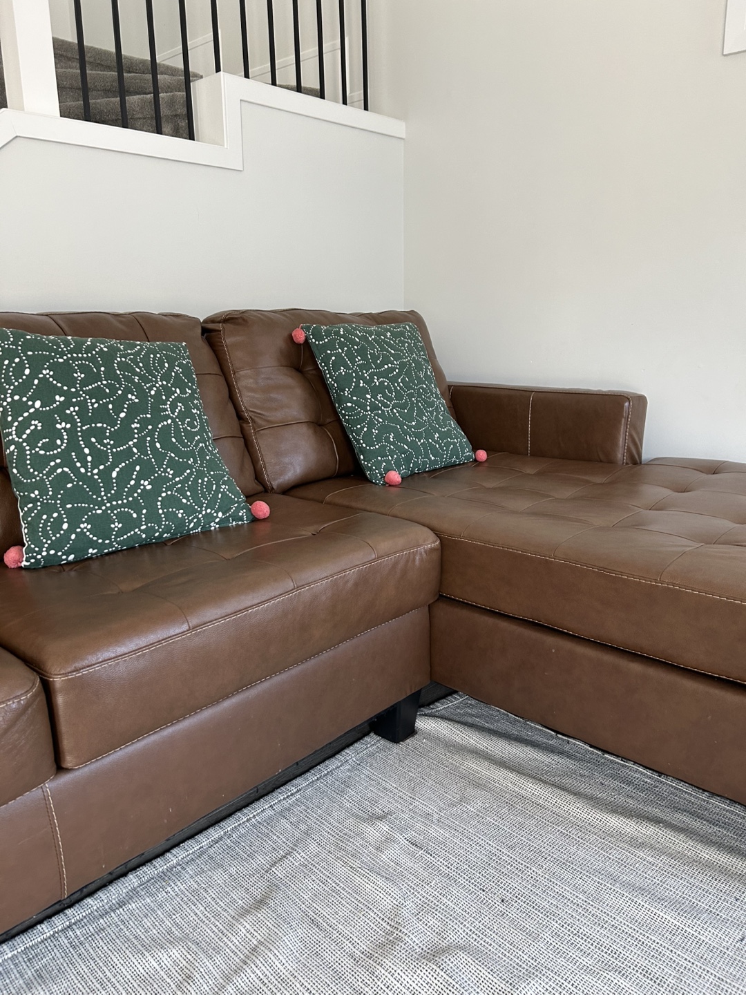 Brown Leather Sectional Sofa - photo 4