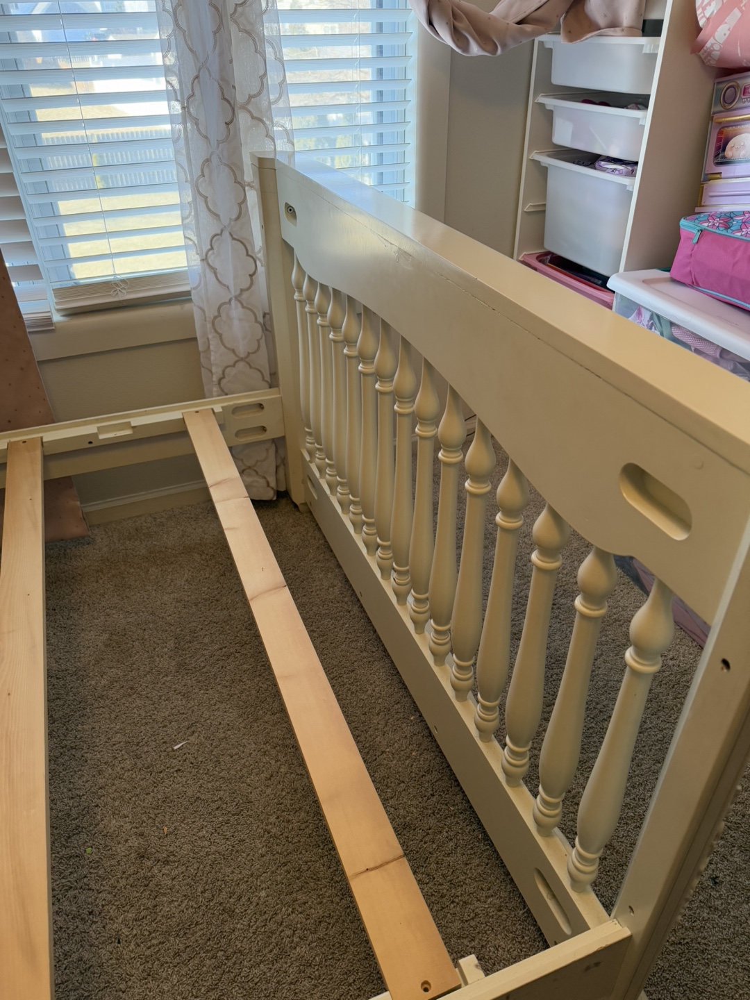 White Full-Size Bed Frame with Ornate Headboard - photo 4