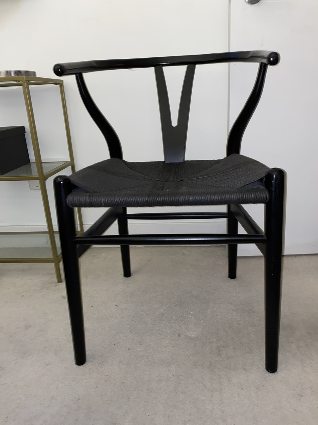 Black Wishbone Chair with Woven Seat