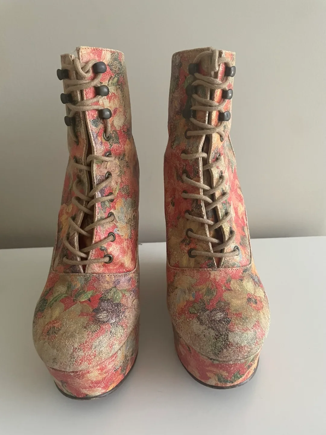 Floral Lace-Up Wedge Boots image indicator(5)